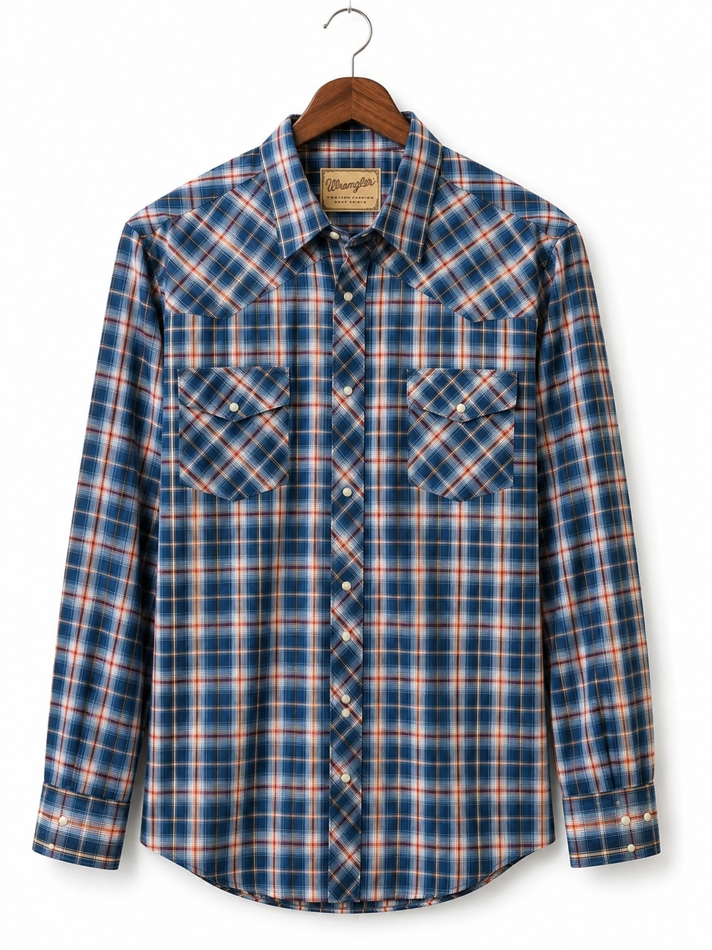 Wrangler Men's Blue Plaid Western Shirt